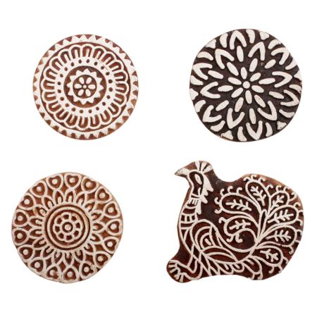 Set of 4 Piece New Mix Wooden Printing Block